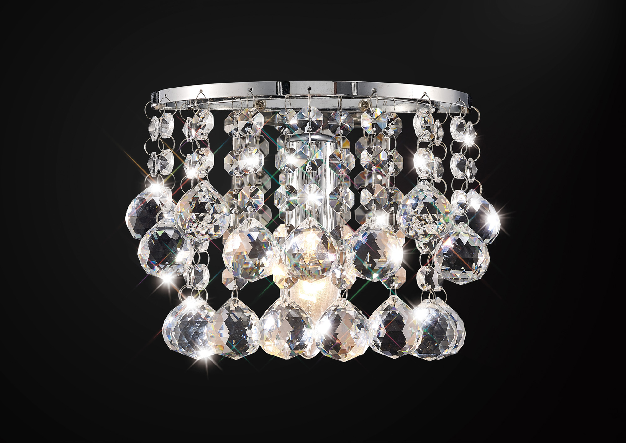 Acton Crystal Wall Lights Deco Flush Wall Lights